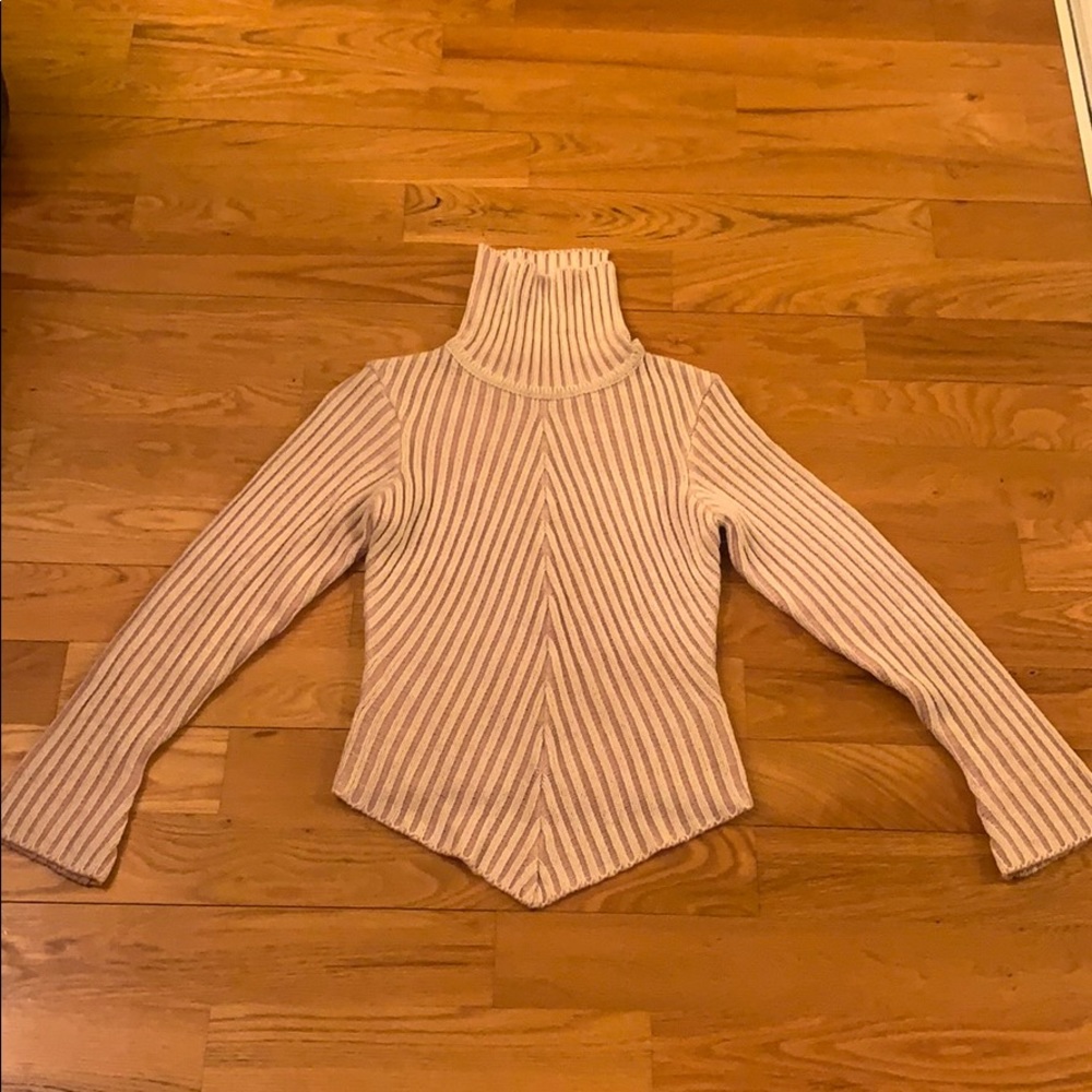Vintage Baby Pink Striped Turtleneck